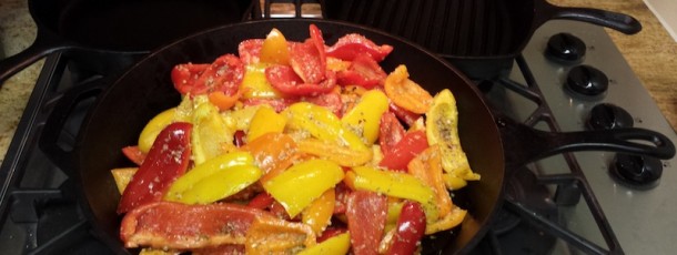 Peppers in skillet